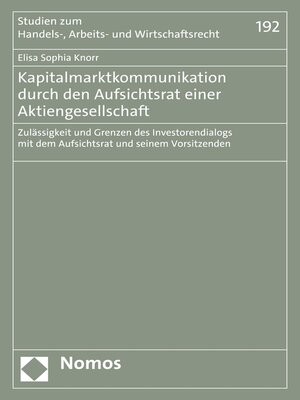 cover image of Kapitalmarktkommunikation durch den Aufsichtsrat einer Aktiengesellschaft